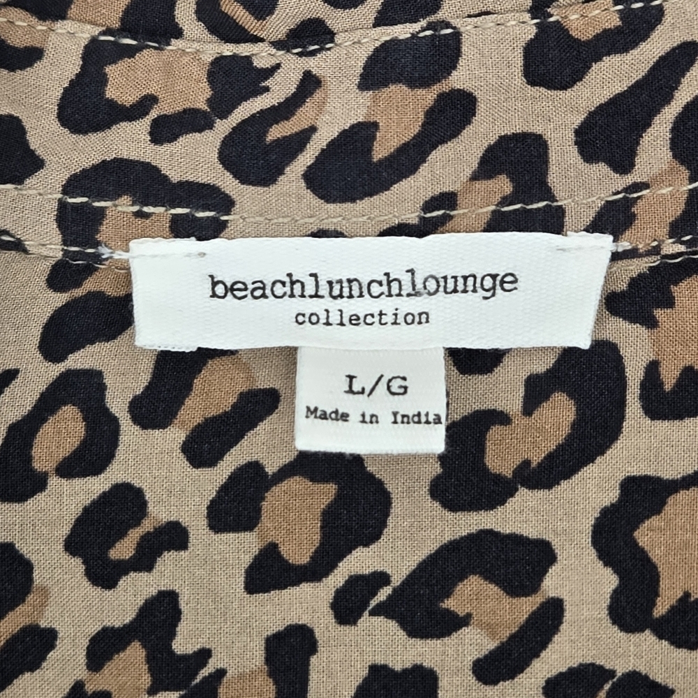 Beach lunch lounge Leopard Print Women's Lounge Shirt - Picture 3 of 8